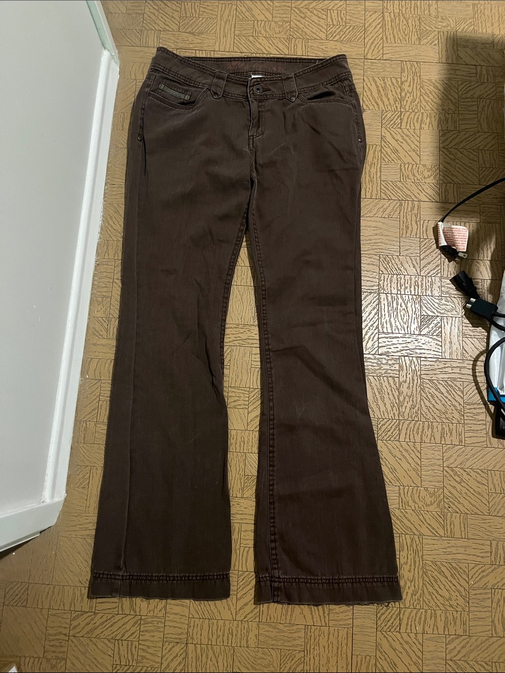 Brown Cotton Pants with Subtle Logo
